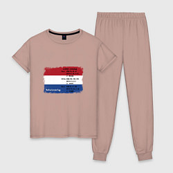 Пижама хлопковая женская Для дизайнера Флаг Нидерландов, цвет: пыльно-розовый
