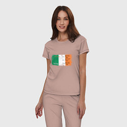 Пижама хлопковая женская Флаг Ирландии, цвет: пыльно-розовый — фото 2