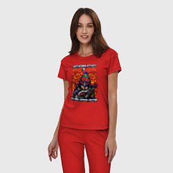 Пижама хлопковая женская Воин инопланетянин, цвет: красный — фото 2