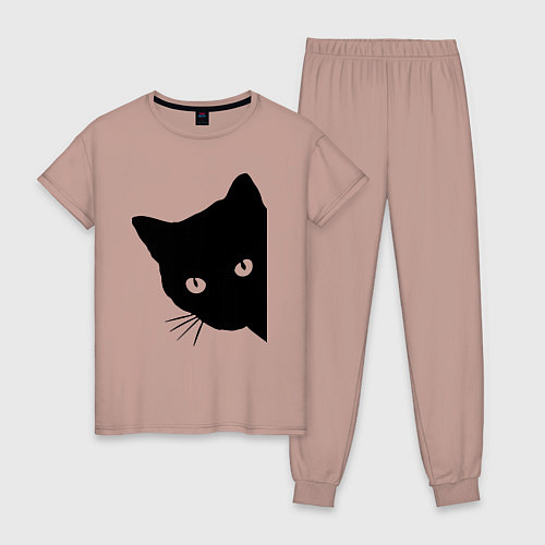 Женская пижама Всё тот же чёрный котяра! / Пыльно-розовый – фото 1