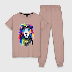 Пижама хлопковая женская Color lion! Neon!, цвет: пыльно-розовый