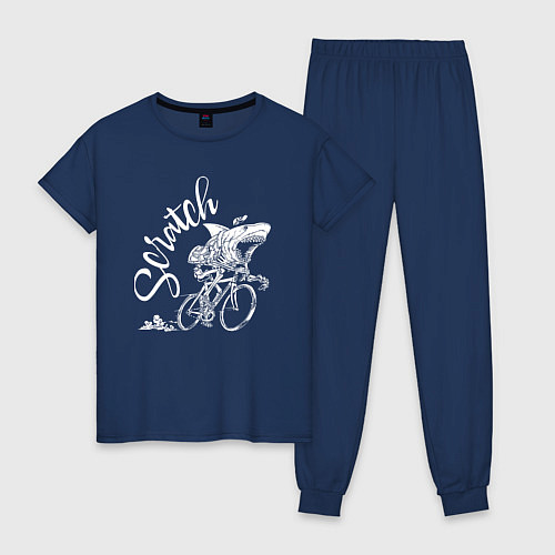Женская пижама Scratch - трековые велогонки / Тёмно-синий – фото 1