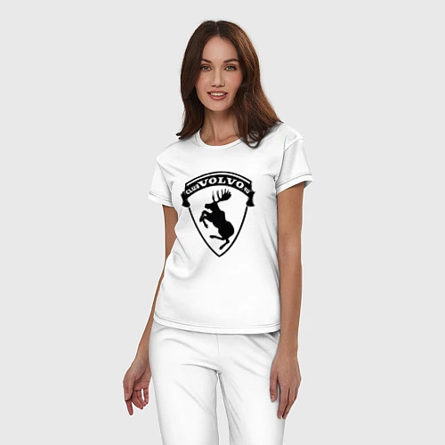 Женская пижама VOLVO логотип чёрный / Белый – фото 3