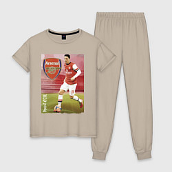 Пижама хлопковая женская Arsenal, Mesut Ozil, цвет: миндальный