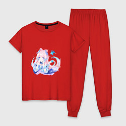 Пижама хлопковая женская Мечтающая Кокоми, цвет: красный