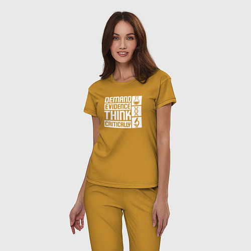 Женская пижама Требовать доказательств, мыслить критически / Горчичный – фото 3