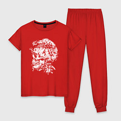 Пижама хлопковая женская Skull & Wolf, цвет: красный