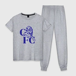 Пижама хлопковая женская Chelsea Челси Ретро логотип, цвет: меланж