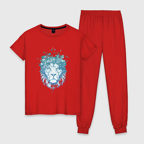 Женская пижама Lion синий 1 штука в цветах / Красный – фото 1