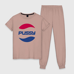Пижама хлопковая женская Pepsi Pussy, цвет: пыльно-розовый
