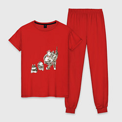 Пижама хлопковая женская Заячья команда, цвет: красный