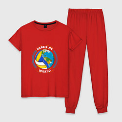Пижама хлопковая женская World - Volleyball, цвет: красный