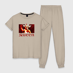 Пижама хлопковая женская Queen Серп и Молот, цвет: миндальный