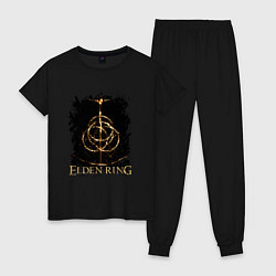 Пижама хлопковая женская ELDEN RING SYMBOL LOGO, цвет: черный