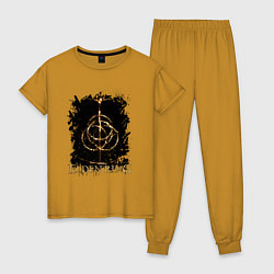 Пижама хлопковая женская ELDEN RING SYMBOL LOGO, цвет: горчичный