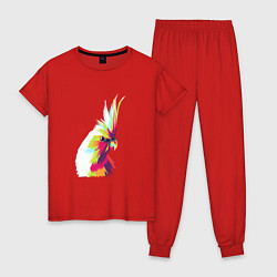 Пижама хлопковая женская Цветной попугай Colors parrot, цвет: красный