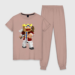 Пижама хлопковая женская Minecraft Warrior, цвет: пыльно-розовый