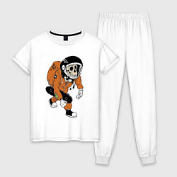 Пижама хлопковая женская Astronaut Cool Monkey, цвет: белый