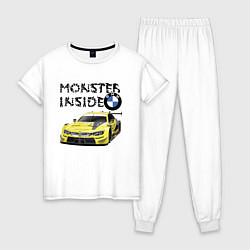 Пижама хлопковая женская BMW M Power Monster inside, цвет: белый