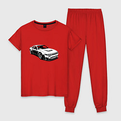 Пижама хлопковая женская Nissan Silvia S13 RB, цвет: красный