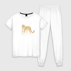 Пижама хлопковая женская Тигр, символ 2022, цвет: белый