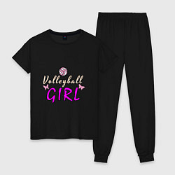 Пижама хлопковая женская Volleyball - Girl, цвет: черный