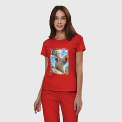 Пижама хлопковая женская Радостный Сэнку, цвет: красный — фото 2