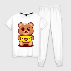Пижама хлопковая женская Bear & Heart, цвет: белый