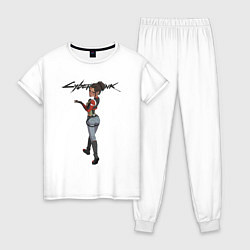 Пижама хлопковая женская Panam Cyberpunk 2077, цвет: белый