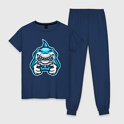 Пижама хлопковая женская Shark player, цвет: тёмно-синий