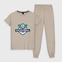 Пижама хлопковая женская Volleyball - Club, цвет: миндальный