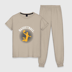 Пижама хлопковая женская Basketball Dunk, цвет: миндальный