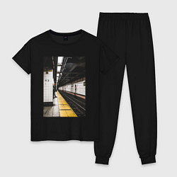 Пижама хлопковая женская Метрополитен В Нью-Йорке, цвет: черный