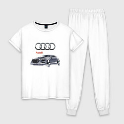 Пижама хлопковая женская Audi Germany Car, цвет: белый