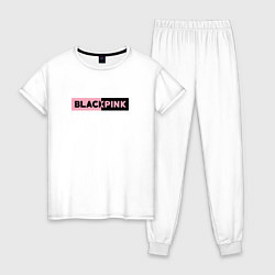 Пижама хлопковая женская BLACKPINK ЛОГОТИП, цвет: белый