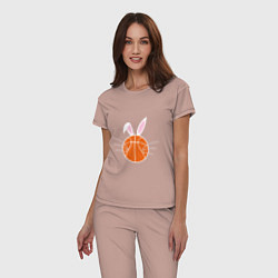Пижама хлопковая женская Basketball Bunny, цвет: пыльно-розовый — фото 2