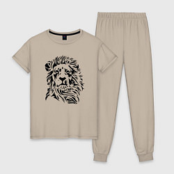 Пижама хлопковая женская Lion Graphics, цвет: миндальный