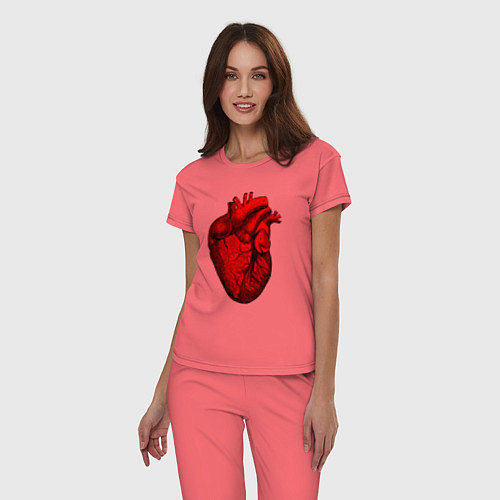 Женская пижама Сердце анатомическое / Коралловый – фото 3