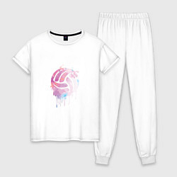 Пижама хлопковая женская Volleyball Colors, цвет: белый