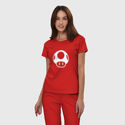 Пижама хлопковая женская Грибок из Марио, цвет: красный — фото 2