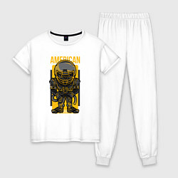 Пижама хлопковая женская Американский Спорт, цвет: белый