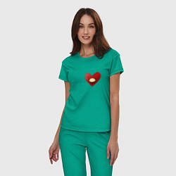 Пижама хлопковая женская Пельмени в моем сердце, цвет: зеленый — фото 2