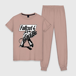 Пижама хлопковая женская Fallout 4 Hero!, цвет: пыльно-розовый