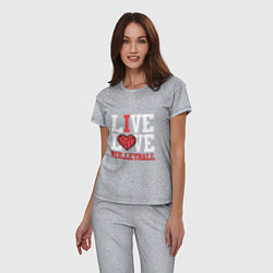 Пижама хлопковая женская Live Love Volleyball, цвет: меланж — фото 2