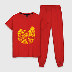 Пижама хлопковая женская Wu face, цвет: красный