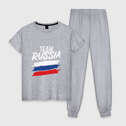 Пижама хлопковая женская Team - Russia, цвет: меланж