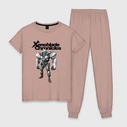Пижама хлопковая женская Xenoblade Chronicles Nintendo Video Game!, цвет: пыльно-розовый