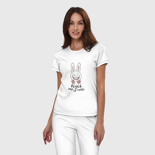 Женская пижама Влюбленный заяц / Белый – фото 3