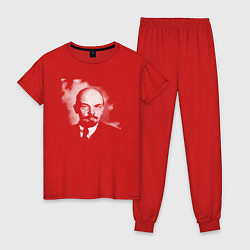 Пижама хлопковая женская Владимир Ленин, цвет: красный