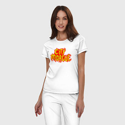 Пижама хлопковая женская ZillaKami x SosMula City Morgue - Logo, цвет: белый — фото 2